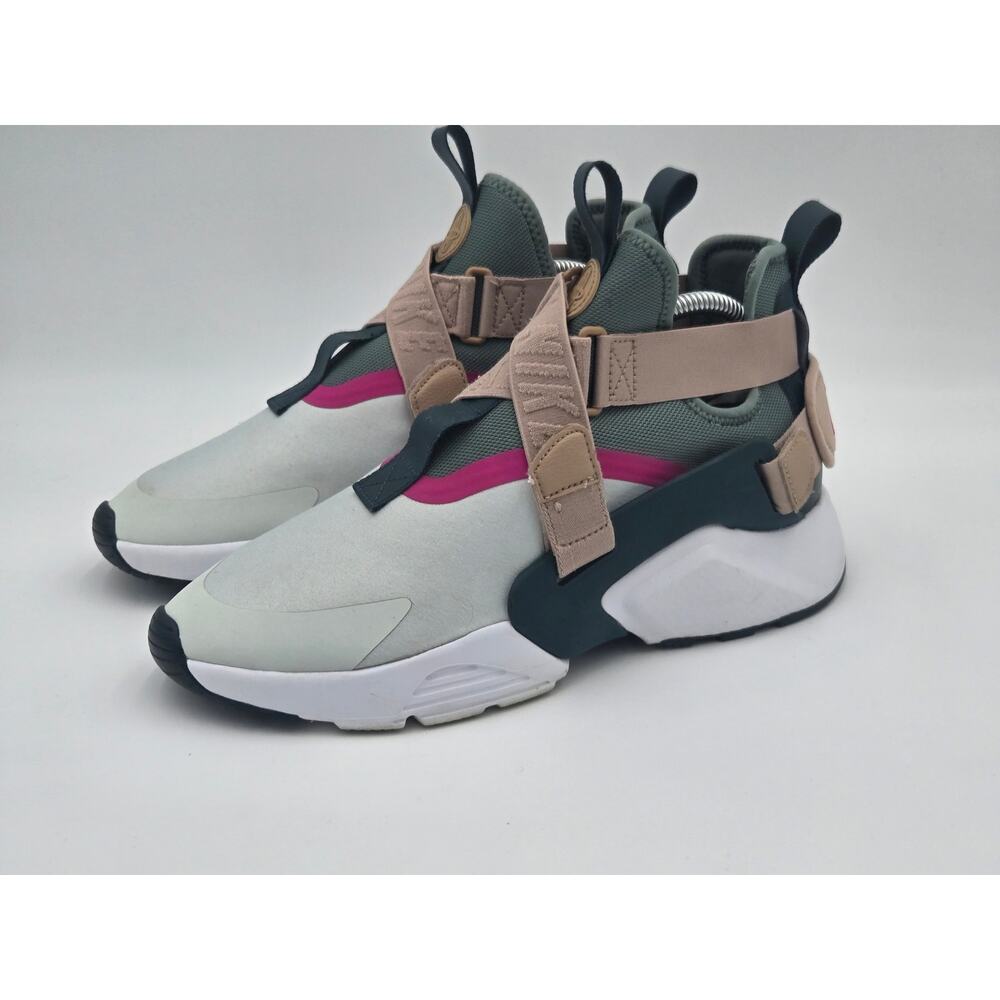 Nike Air Huarache City Grey Pink Womens 10 Strap Sneakers